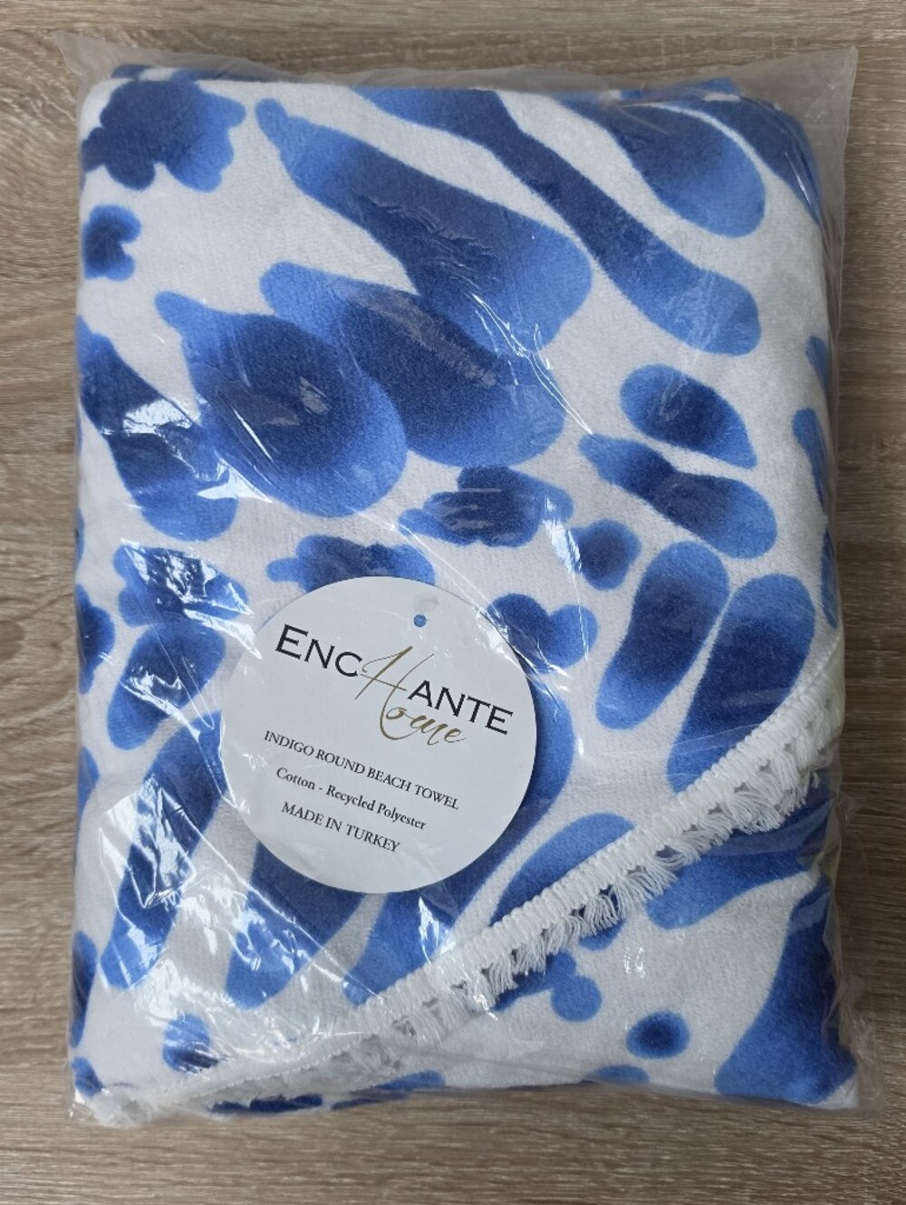 Enchante Home Indigo Round Beach Towel Made In Turkey 60” Diameter Blue Tie Die